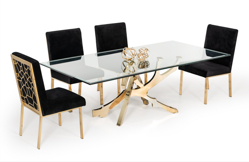 Erra Modern Glass & Gold Dining Table