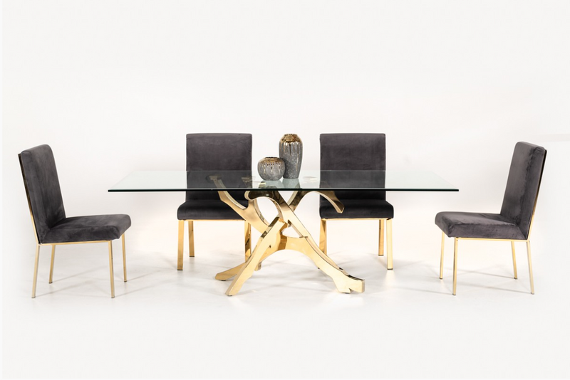 Erra Modern Glass & Gold Dining Table