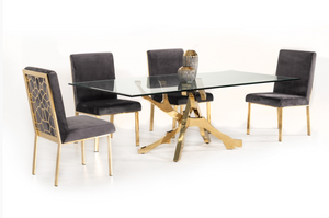 Erra Modern Glass & Gold Dining Table
