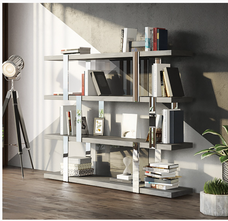 Elexis Modern Grey Elm Veneer Bookcase
