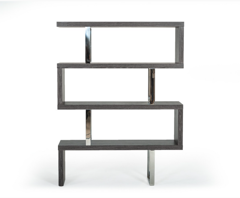 Elexis Modern Grey Elm Veneer Bookcase