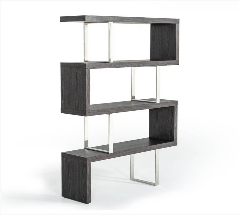 Elexis Modern Grey Elm Veneer Bookcase