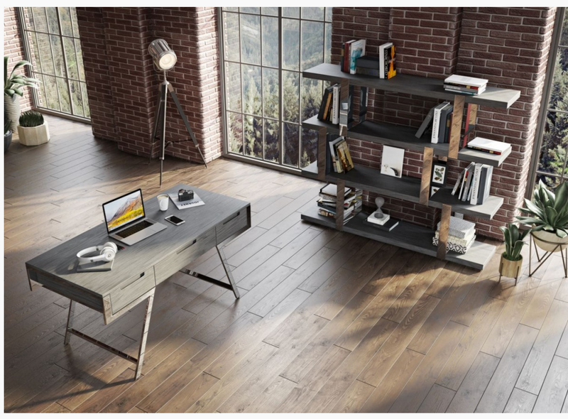 Elexis Modern Grey Elm Veneer Bookcase