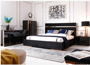 Elidi Modern Black & Rosegold Bedroom Set