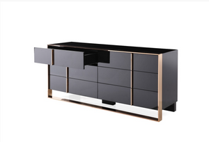 Elidi Modern Black & Rosegold Dresser