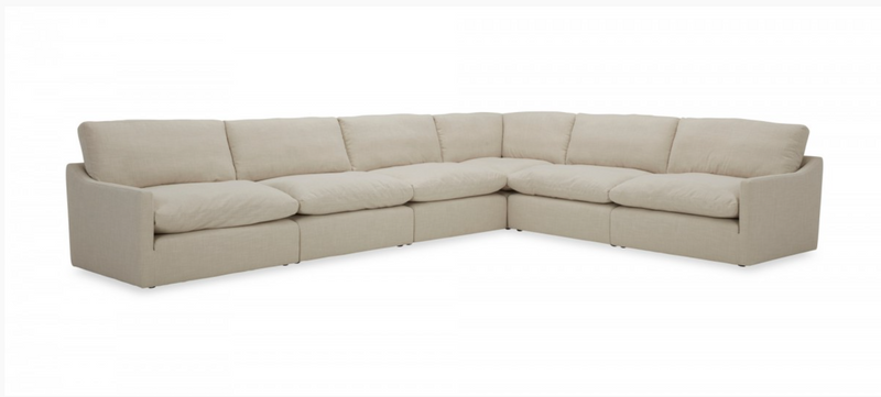 Helia Modern White Fabric Sectional with Ottoman
