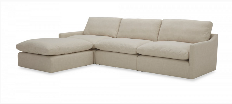 Helia Modern White Fabric Sectional with Ottoman