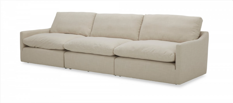 Helia Modern White Fabric Sectional with Ottoman