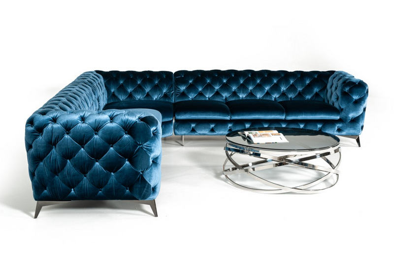 Clio Modern Blue Fabric Sectional Sofa