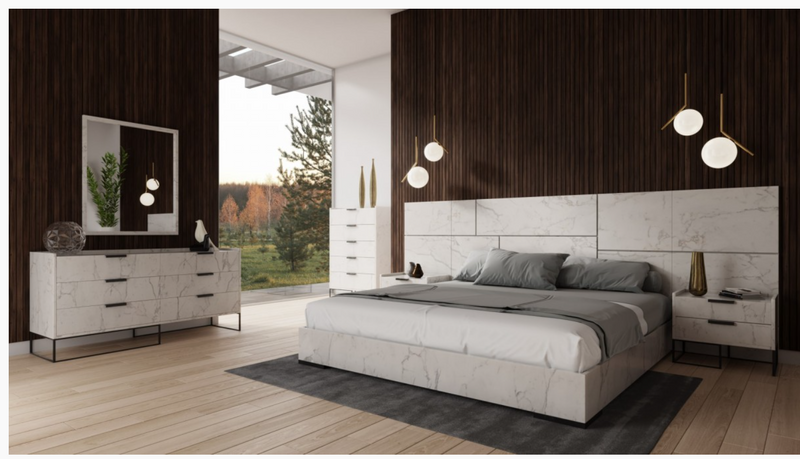 Antonina Modern White Marble Bedroom Set