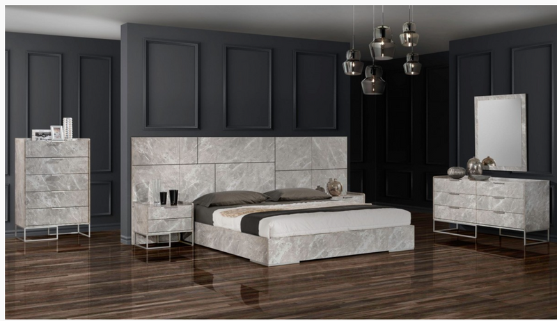 Antonina Modern Grey Marble Bedroom Set