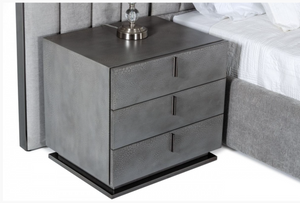 Arthur Modern Grey Fabric Bed with 2 Nightstands