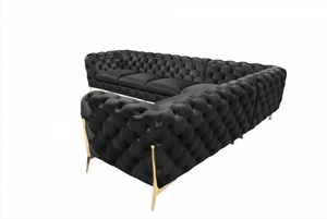 Bronte Modern Black Velvet Sectional Sofa