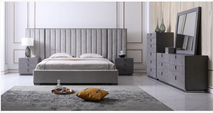 Arthur Modern Grey Fabric Bedroom Set
