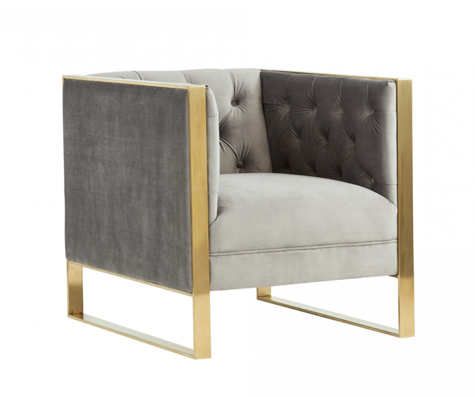 Cybele Modern Grey Velvet Accent Chair