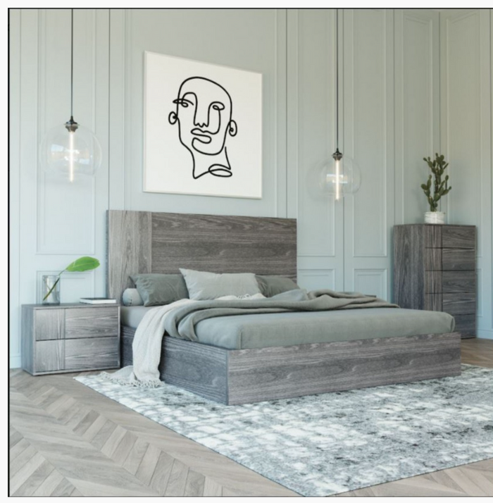 Asa Modern Matte Elm Grey Bed