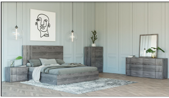Asa Modern Matte Elm Grey Bedroom Set