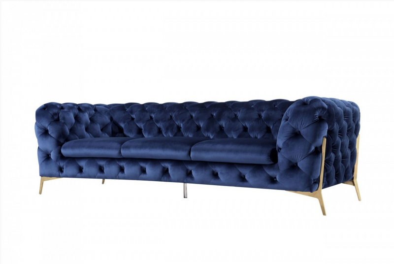 Bronte Transitional Dark Blue Velour Sofa