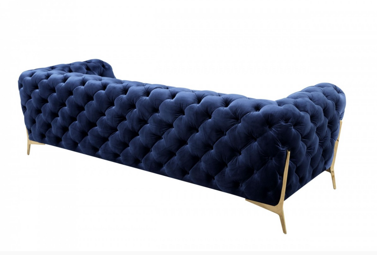 Bronte Transitional Dark Blue Velour Sofa