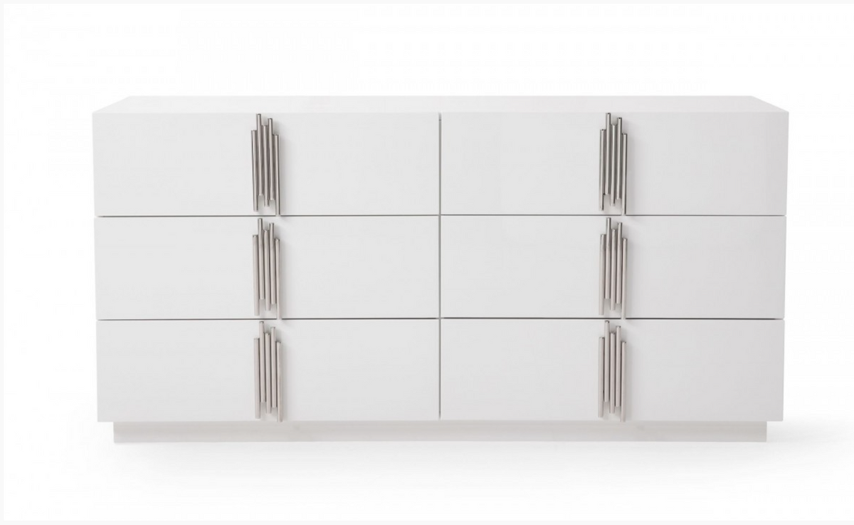 Aurelius Modern White Gloss & Stainless Steel Dresser