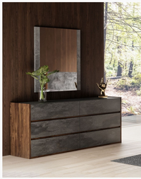 Azariah Modern Walnut & Stucco Mirror