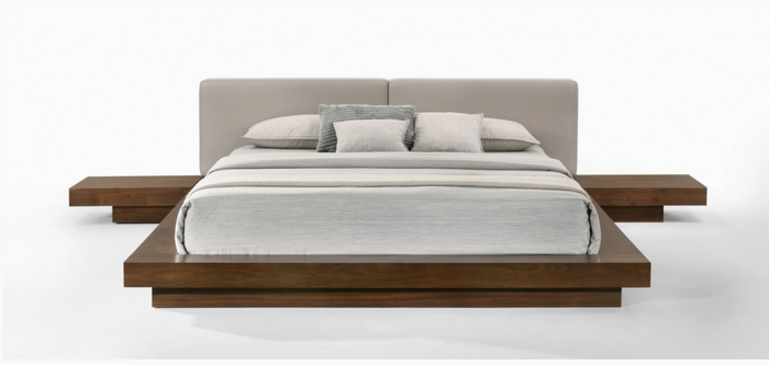 Bram Contemporary Walnut & Grey Bed