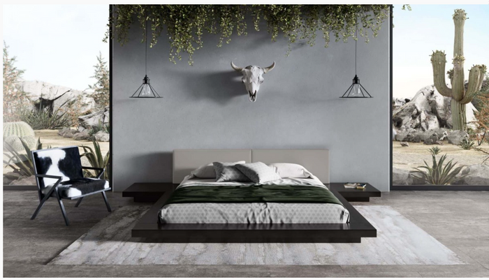 Bram Contemporary Black & Grey Bed