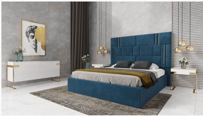 Elva Modern White Gloss & Champagne Gold Dresser