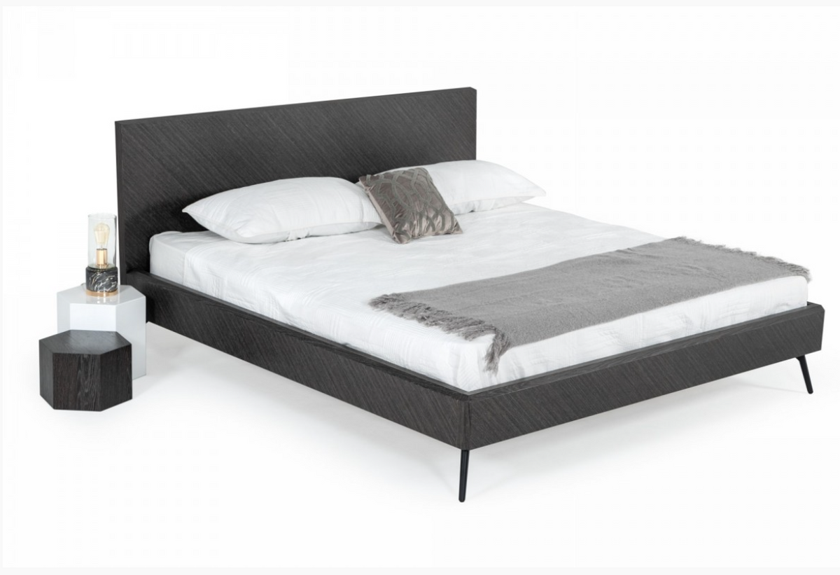 Emil Modern Grey Elm Veneer Bed