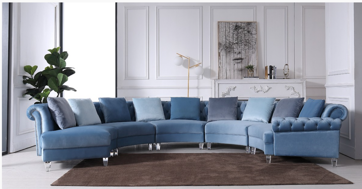 Damiana Modern Blue Velvet Circular Sectional