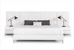 Fia Modern White Gloss with Stainless Steel Nightstand