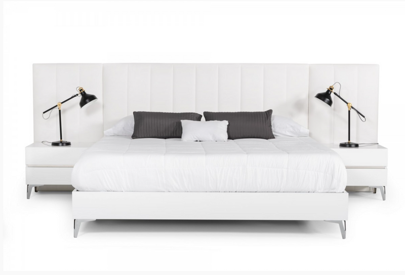 Fia Modern White Gloss with Stainless Steel Nightstand