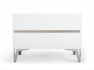 Fia Modern White Gloss with Stainless Steel Nightstand