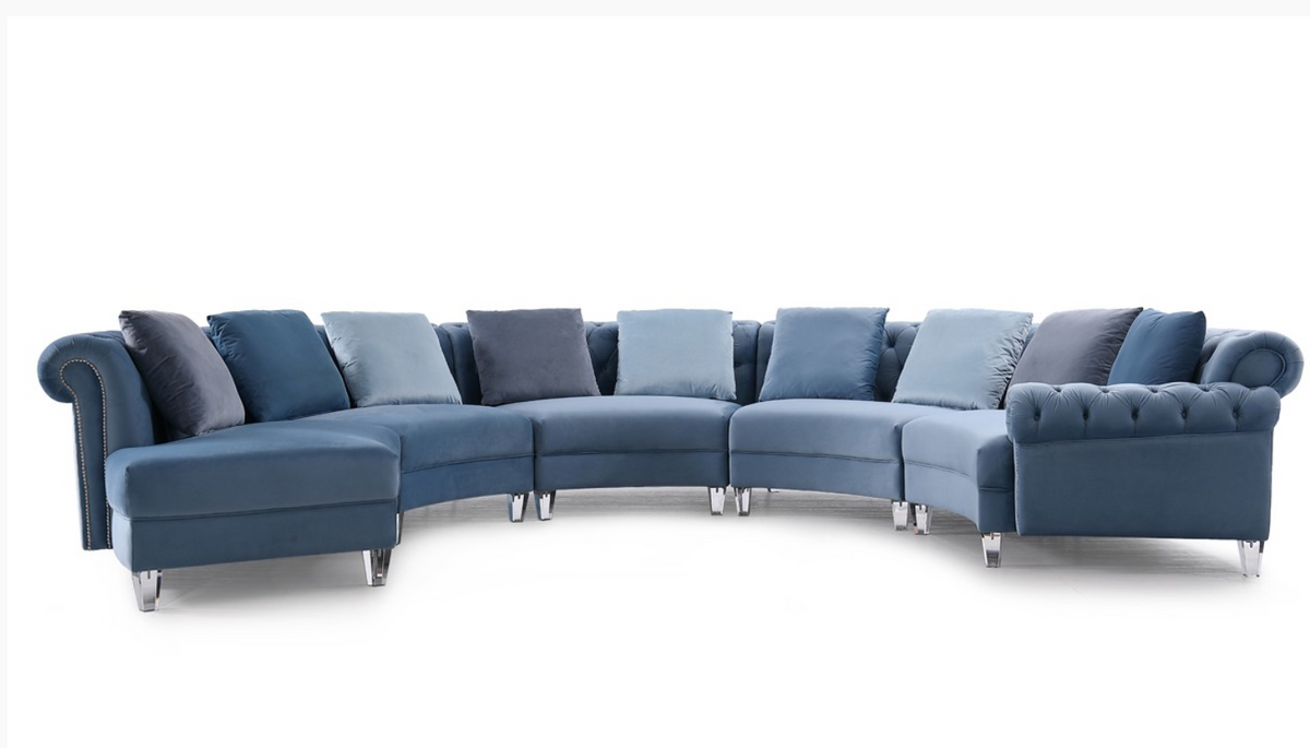 Damiana Modern Blue Velvet Circular Sectional