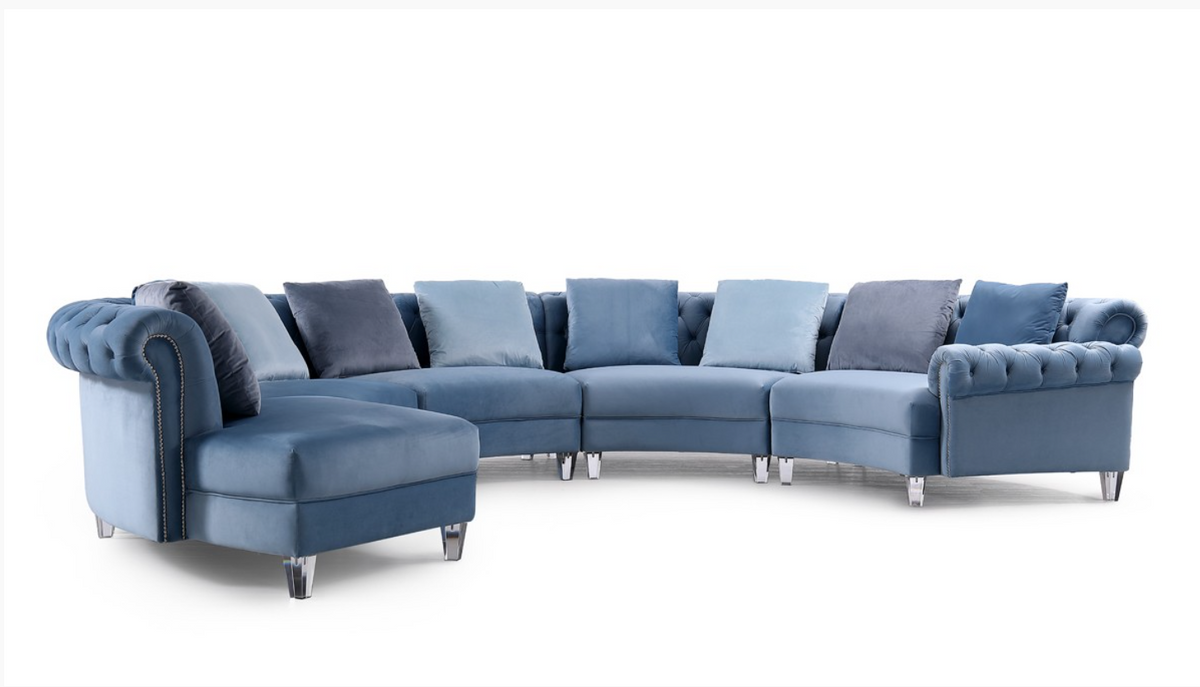 Damiana Modern Blue Velvet Circular Sectional