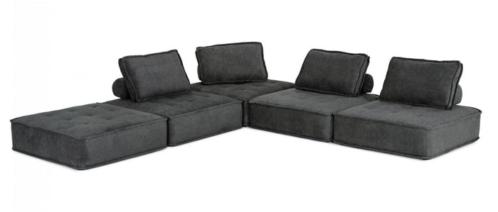 Lorenza Modern Dark Grey Fabric Modular Sectional Sofa