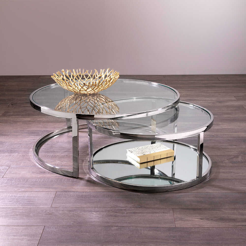 Bellagio Nesting Stainless Steel Coffee Tables (Set of 2)