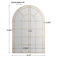 Tiffan 72" Warm Antiqued Gold Leaf Arched Mirror