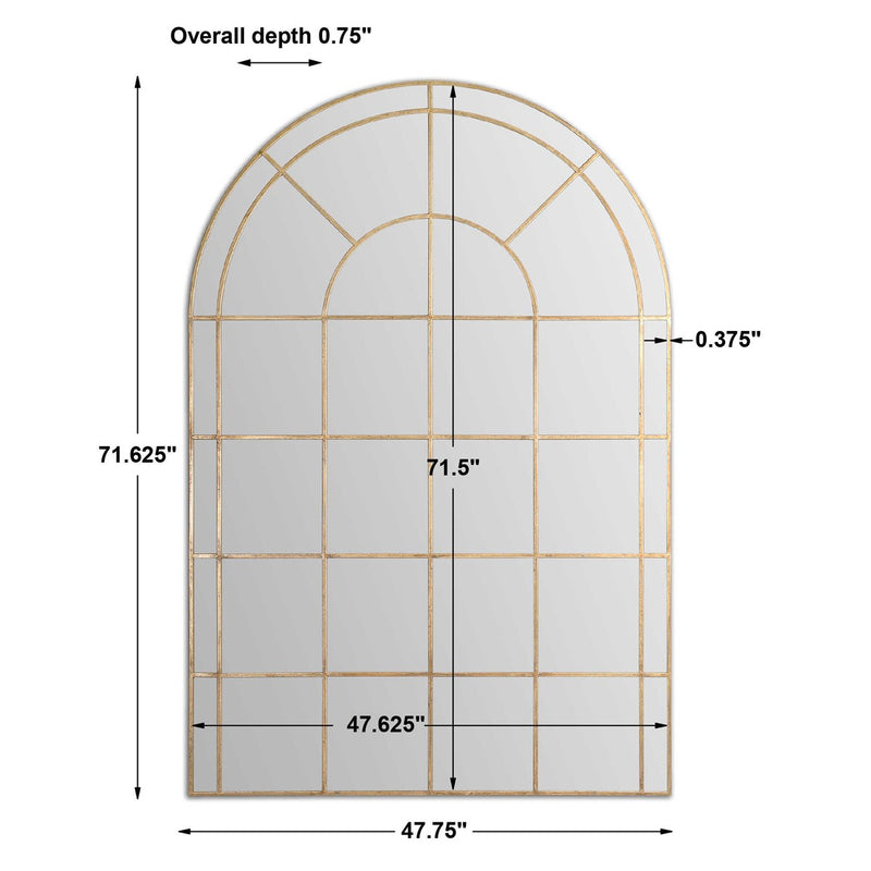 Tiffan Antiqued Gold Leaf Arched Mirror