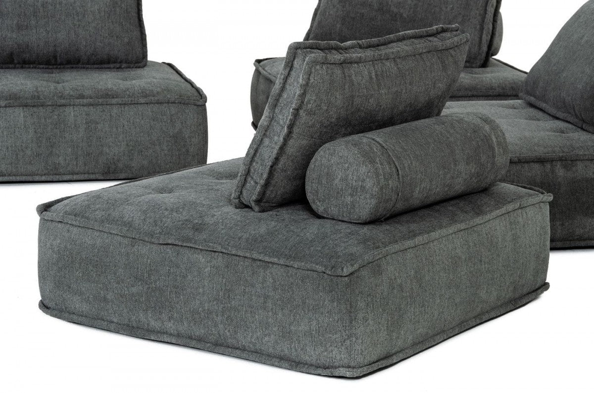Lorenza Modern Dark Grey Fabric Modular Sectional Sofa