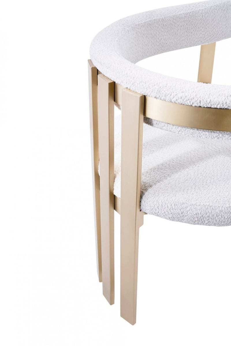 Thisbe Modern Beige Wool Velvet & Gold Dining Chair