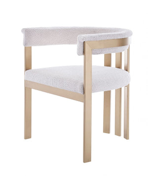 Thisbe Modern Beige Wool Velvet & Gold Dining Chair
