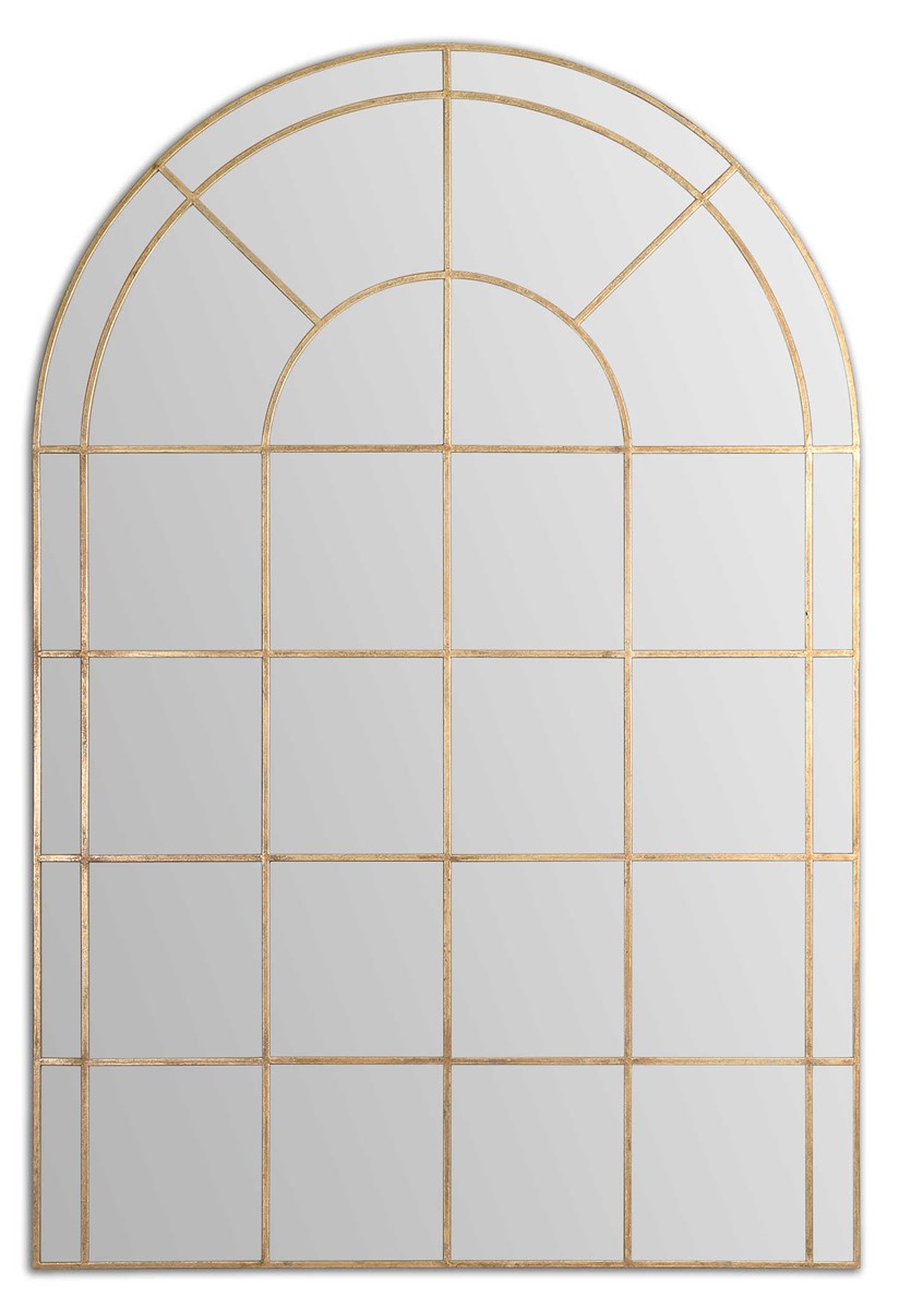 Tiffan Antiqued Gold Leaf Arched Mirror