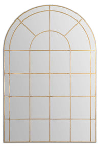 Tiffan 72" Warm Antiqued Gold Leaf Arched Mirror