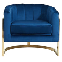 Toja Blue Velvet and Gold Accent Chair