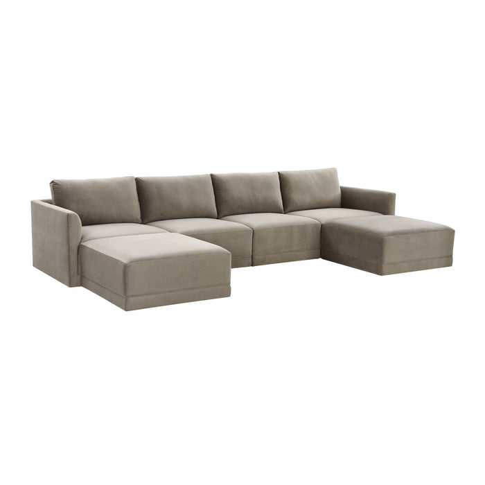 Valentina Taupe Velvet Modular U Sectional Sofa - Luxury Living Collection