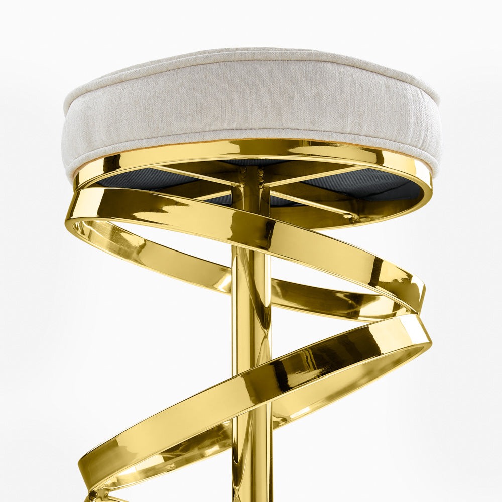 Madelynn Glam Ivory & Gold Counter Stool