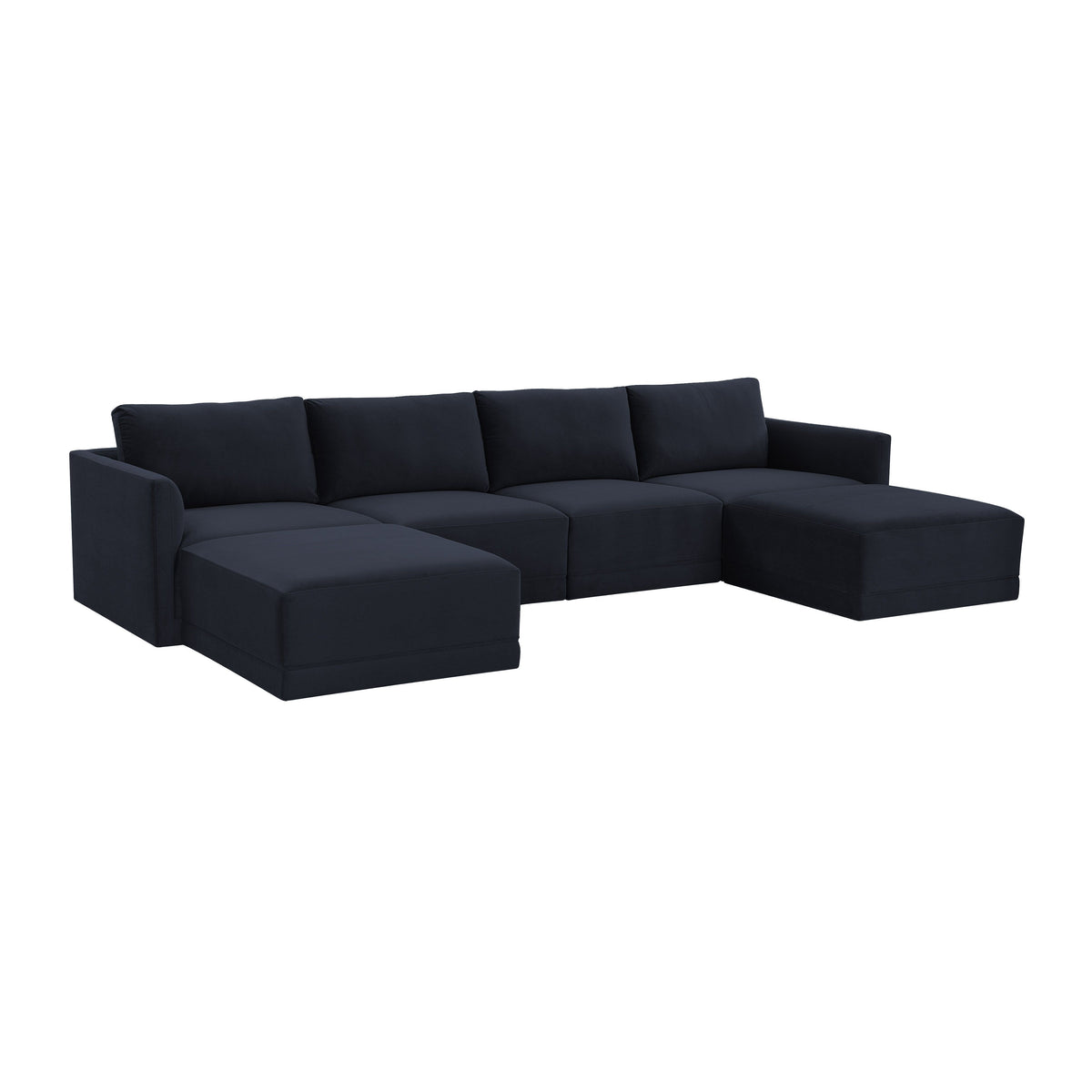 Valentina Navy Velvet Modular U Sectional Sofa - Luxury Living Collection