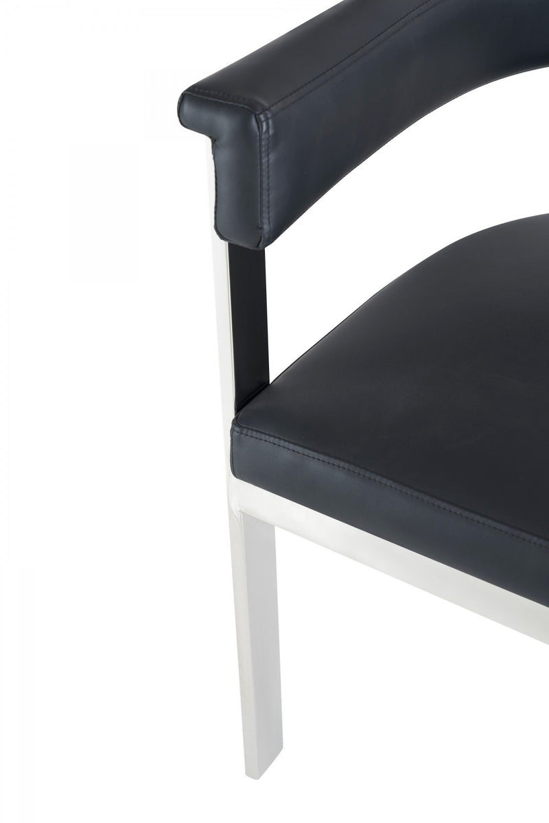 Thisbe Modern Black Vegan Leather & Gold Dining Chair