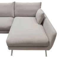 Rena RF 2PC Sectional in Light Flax Fabric w/ Feather Down Seating & Brushed Metal Legs - Luxury Living Collection